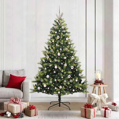 Kunstkerstboom met scharnier 300 LEDs Groen 210 cm PVC en PE