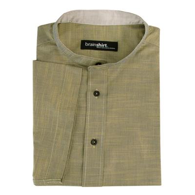 Overhemd met korte mouw „ALVDAL“ met opstaande kraag, mosterd-gemêleerd 45/46