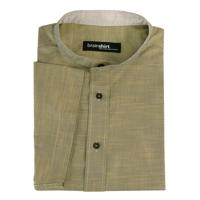 Overhemd met korte mouw „ALVDAL“ met opstaande kraag, mosterd-gemêleerd 45/46 - thumbnail