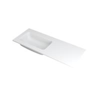 INK Faktor Wastafel Polystone Links Zonder Kraangat - 1200x450x15 mm - Mat Wit - thumbnail