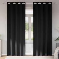 VidaXL Zwart-out gordijnen met ringen 2 pcs zwart 260 x 140 cm - thumbnail