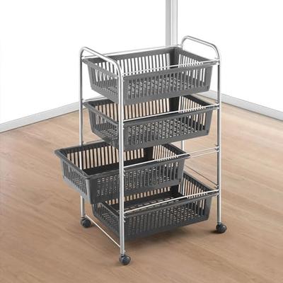 Metaltex Superjumbo Opbergkar 4 Manden 46x35x78 cm Zilver/Zwart