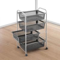 Metaltex Superjumbo Opbergkar 4 Manden 46x35x78 cm Zilver/Zwart - thumbnail