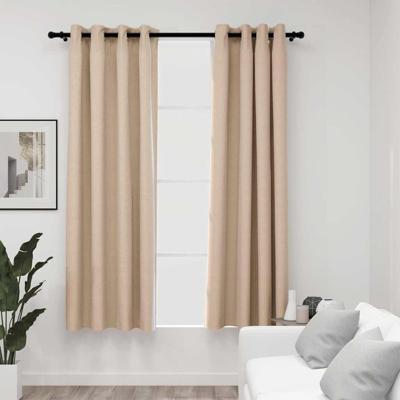 VidaXL Gordijnen linnen-look verduisterend ogen 2 st 140x175 cm beige