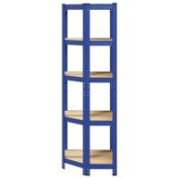 VidaXL Hoekrek 5-laags staal en bewerkt hout blauw - thumbnail