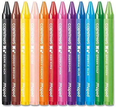 Maped waskrijt Color&apos;Peps Wax, doos van 12 stuks in geassorteerde kleuren