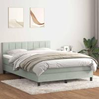 Boxspring met matras fluweel lichtgrijs 160x220 cm - thumbnail