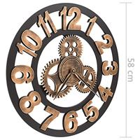 VidaXL Wandklok 58 cm metaal goudkleurig en zwart - thumbnail
