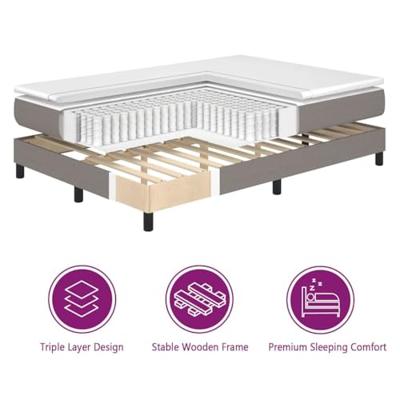 Boxspring bed met matras met hoofdeinde Taupe 90 x 200 cm Stof