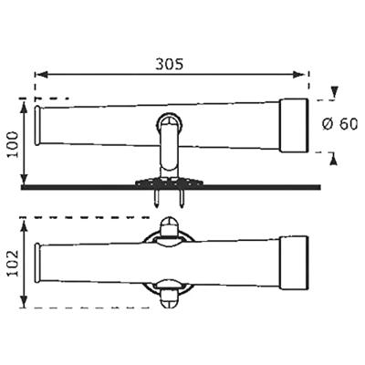 Telescoop in kunststof lengte 310 mm incl. schroeven geel Hermic - Hermic