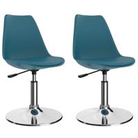 vidaXL Eetkamerstoelen 2 st draaibaar kunstleer turquoise - thumbnail
