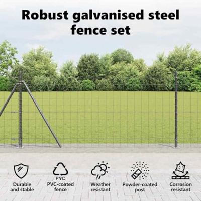 VidaXL Hek met paal grijs 0,8 x 25 m staal