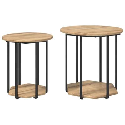 Bijzettafelset 2 pcs Artisan Eiken en Zwart 50 x 50 x 50.5 cm