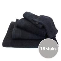 Deluxe pakket badtextiel 550 gram Zwart - 18 stuks - thumbnail