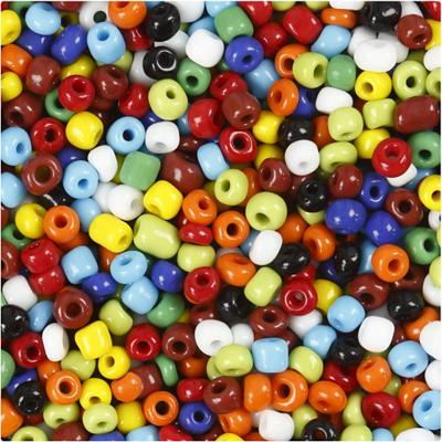 Creativ Company Rocailles, d 4 mm, afm 6/0, gatgrootte 0,9-1,2 mm, diverse kleuren, 1000 gr/ 1 doosje Creativ Company Rocailles, d 4 mm, afm 6/0, gatgrootte 0,9-1,2 mm, diverse kleuren, 1000 gr/ 1 doosje
