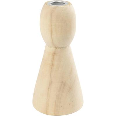 Conische houten kandelaars, H: 9,5 cm, 1 stuk
