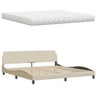 Bed met matras "Hanko" stof crèmekleurig 200x200 cm - thumbnail