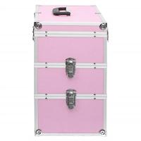 VidaXL Make-up koffer 37x24x40 cm aluminium roze - thumbnail