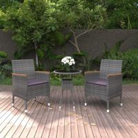 3-delige Tuinset poly rattan grijs - thumbnail
