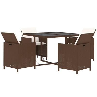 5-delige Tuinset met kussens poly rattan bruin - thumbnail