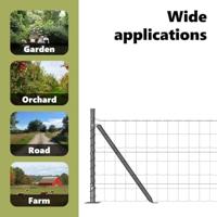 VidaXL Hek met paal grijs 0,6 x 25 m staal en pvc - thumbnail