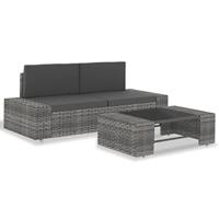 VidaXL 3-delige loungeset poly rattan grijs - thumbnail