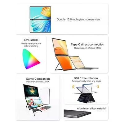 Lipa HDR-72 Dual Portable monitor 15.6 inch Full HD Foldable Opvouwbaar - thumbnail