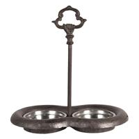 Clayre & Eef Voerbak Hond  36*21*41 cm Bruin Ijzer Rond Voerbak Kat - thumbnail