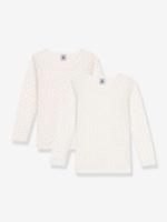 Set van 2 t-shirts met lange mouwen PETIT BATEAU wit - thumbnail