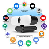 Aluratek 4K HD-ringlichtwebcam met dubbele stereo-ruisonderdrukkende microfoons, instelbaar licht, autofocus, ingebouwde statiefbevestiging, universeel compatibel - thumbnail