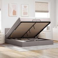 Ottoman bed met matras 200x200 cm stof taupe - thumbnail