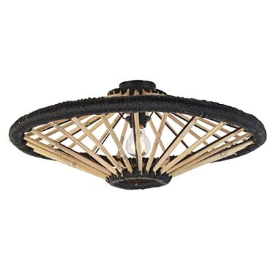 QAZQA Oosterse plafondlamp bamboe met zwart 60 cm - Evalin