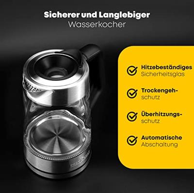 Profi Cook WKS 1190 Waterkoker Aantal/Volume: 1.7 l Glas, RVS
