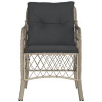 Tuinstoelen 2 st met kussens poly rattan lichtgrijs - thumbnail