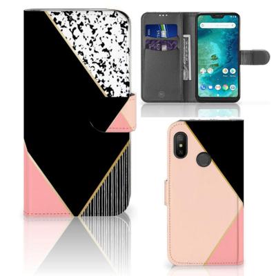 Xiaomi Mi A2 Lite | Book Case | Zwart Roze Vormen