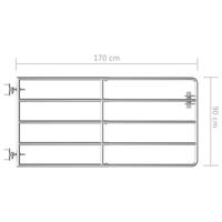 Poort met 5 stangen (95-170)x90 cm staal zilverkleurig - thumbnail