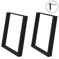 Eettafelpoten 2 st U-vormig 80x(72-73) cm staal zwart - thumbnail