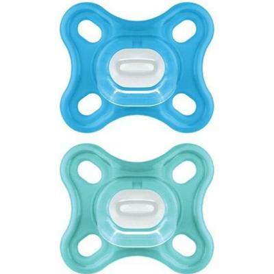 MAM Comfort Fysiologische Fopspeen +0m Blauw Set van 2 + Opbergdoos