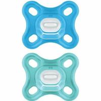 MAM Comfort Fysiologische Fopspeen +0m Blauw Set van 2 + Opbergdoos - thumbnail
