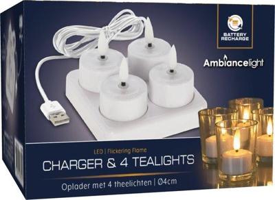 Oplaadbare LED Theelichtset 4-delig