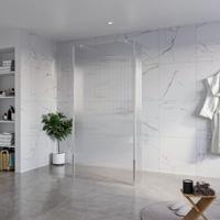 Fortifura Galeria Vrijstaande Inloopdouche - 100x200cm - Helder geribbeld - antikalk - 8mm veiligheidsglas - 2 zijwanden 40cm - wandsteunen en hoekprofielen - Chroom SW927766 2x/SW797955/SW797948 2x/SW358024 2x - thumbnail