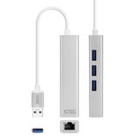 NANOCABLE 10.03.0403 netwerkadapter USB 3.0 + HUB 3xUSB 3.0 (Gigabit 10/100/1000 Mbps, Nintendo Switch, PC, laptop, Windows 10.8.7.XP, Vista, Mac OS en Linux), 15 cm - thumbnail