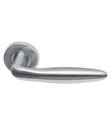 Deurklink Luno massief op rond rozet geveerd Deurklink Luno massief op rond rozet geveerd