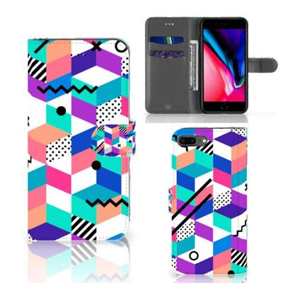 Apple iPhone 7 Plus | 8 Plus | Book Case | Blokken Kleurrijk | Portemonnee hoesje