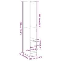 Kledingkast 30x50x200 cm bewerkt hout wit - thumbnail