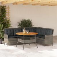 2-delige Loungeset met kussens poly rattan grijs - thumbnail
