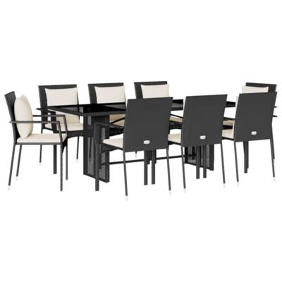 9-delige Tuinset poly rattan zwart