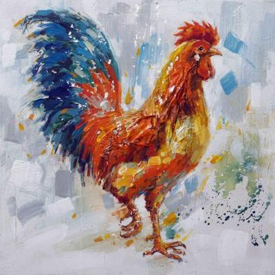 Schilderij - Handgeschilderd - Haan 80x80cm