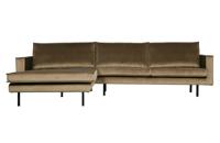 WOOOD Loungebank 'Rodeo' Links, Velvet, kleur Taupe - thumbnail
