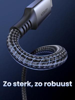 USB-C-kabel - UGREEN - 1 m datakabel - 60 W - Nylon - PD - Zwart
